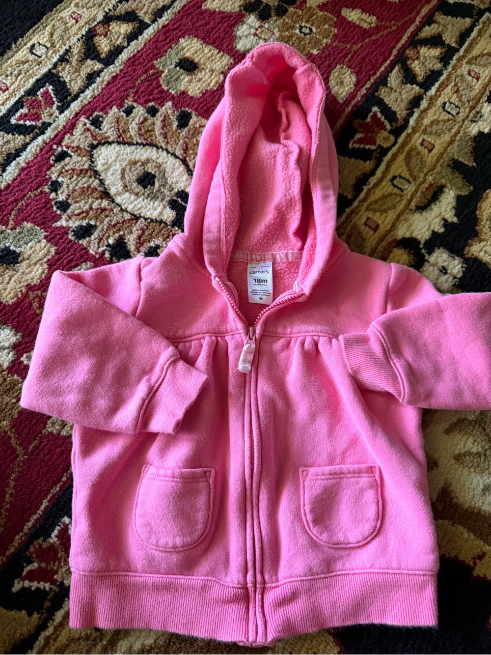 10/20 Carter's Pink Hooded Fleece Zip-Up